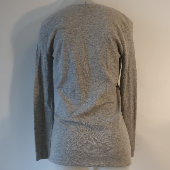 Women Scoop NYC Gray Melange 100% Cashmere Knit V-Neck Cardigan Sweater L - Picture 9 of 11